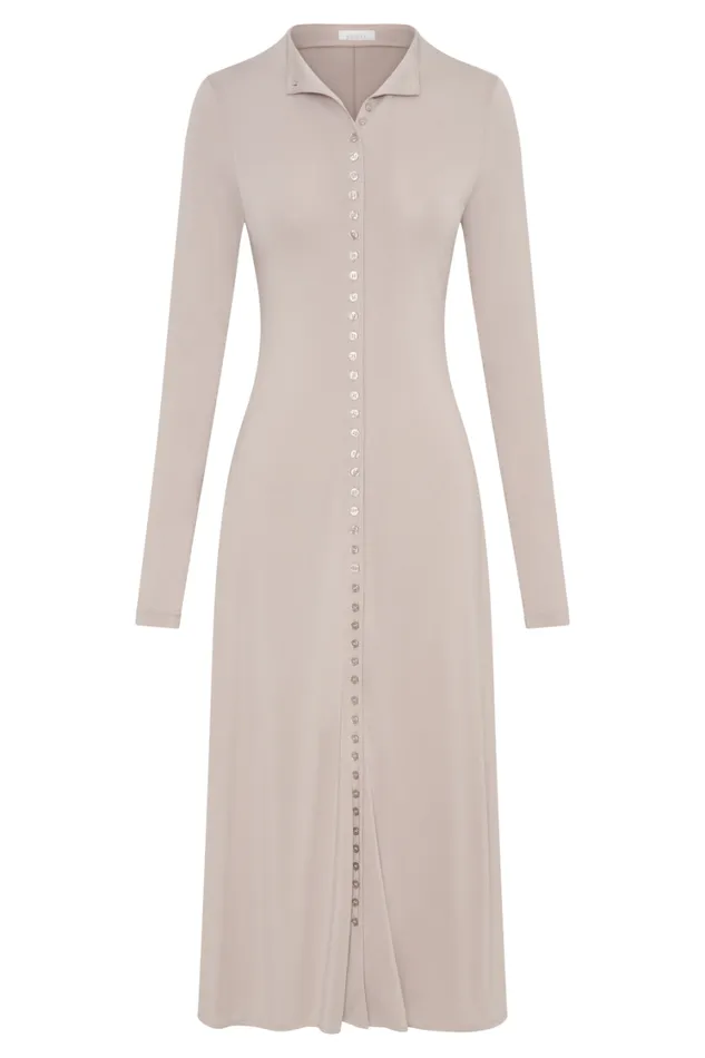 Women Meshki Dresses Anders Peached Jersey Midi Dress 8211 Taupe