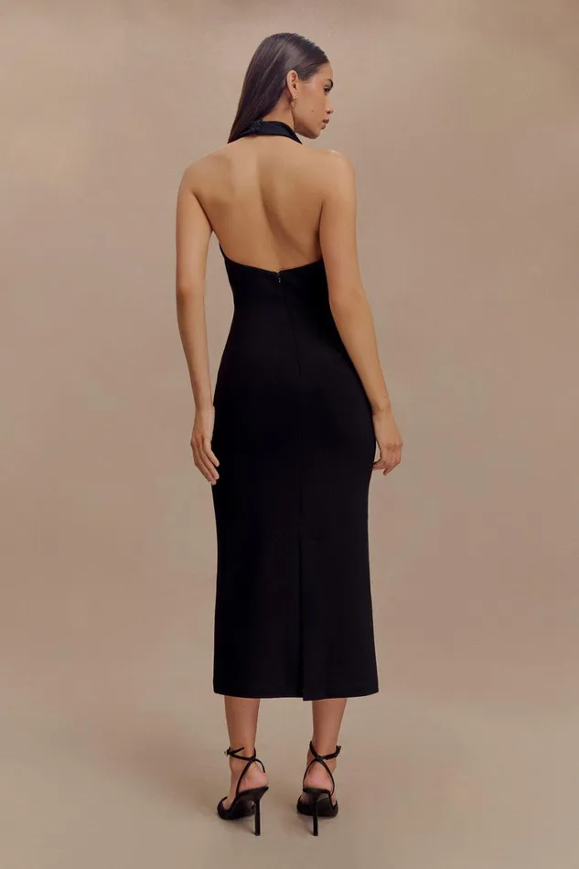 Women Meshki Dresses Annita Crepe Halter Midi Dress 8211 Black