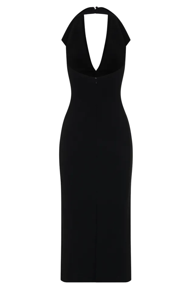 Women Meshki Dresses Annita Crepe Halter Midi Dress 8211 Black