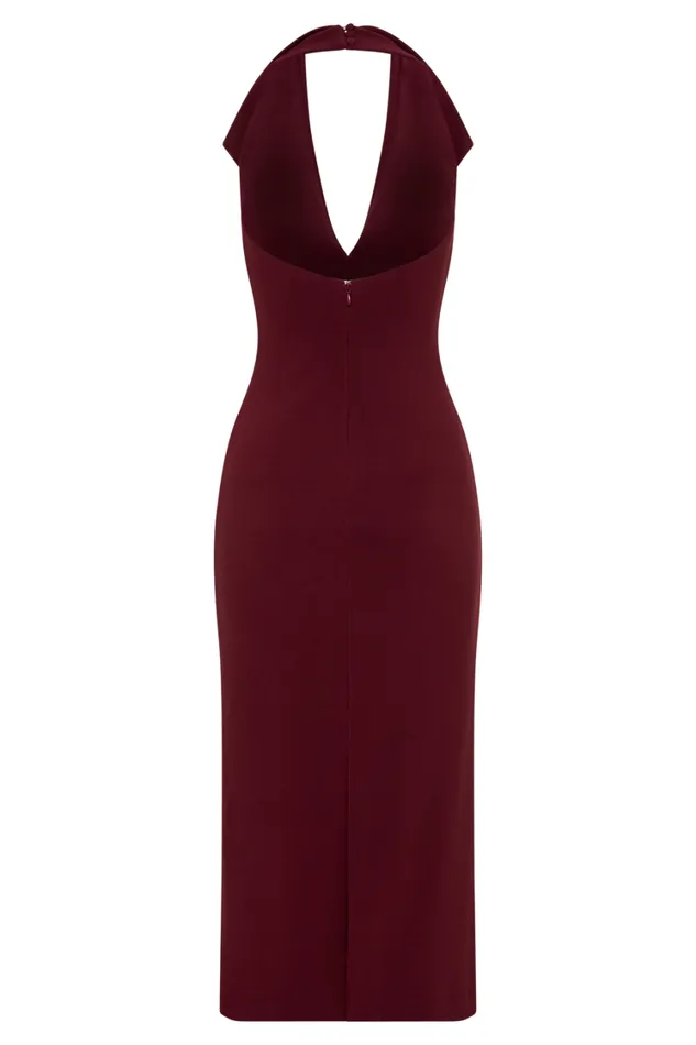 Women Meshki Dresses Annita Crepe Halter Midi Dress 8211 Merlot