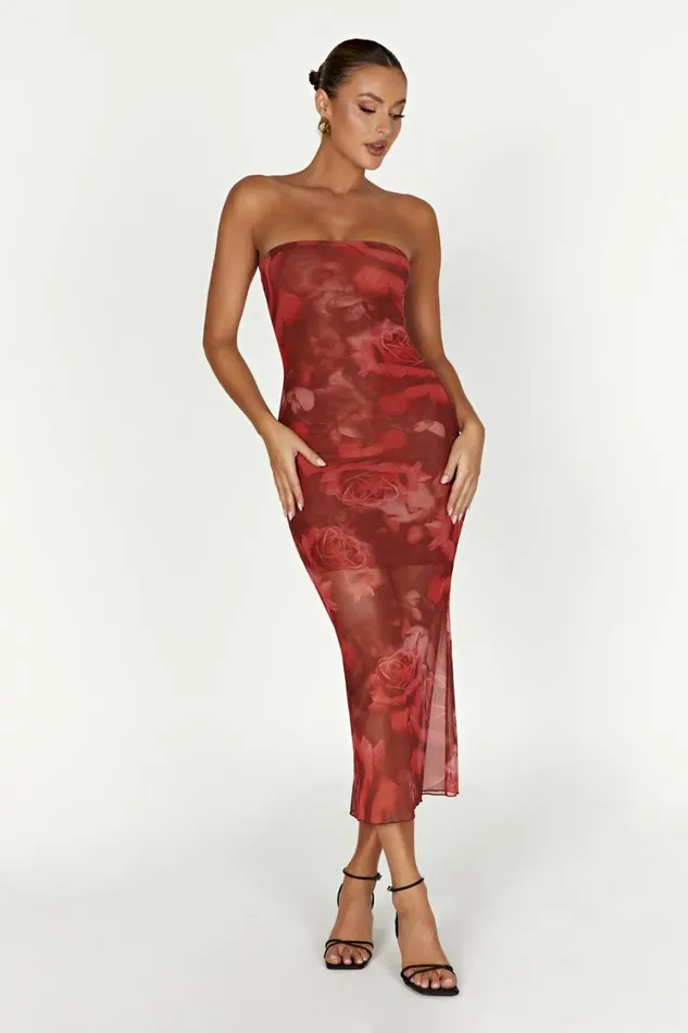 Women Meshki Dresses Aphrodite Strapless Mesh Dress 8211 Oversized Rose Print Women Meshki Dresses Aphrodite Strapless Mesh Dress 8211 Oversized Rose Print