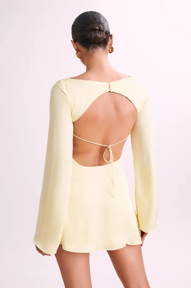 Women Meshki Dresses Ariana Satin Mini Dress With Cowl 8211 Lemon