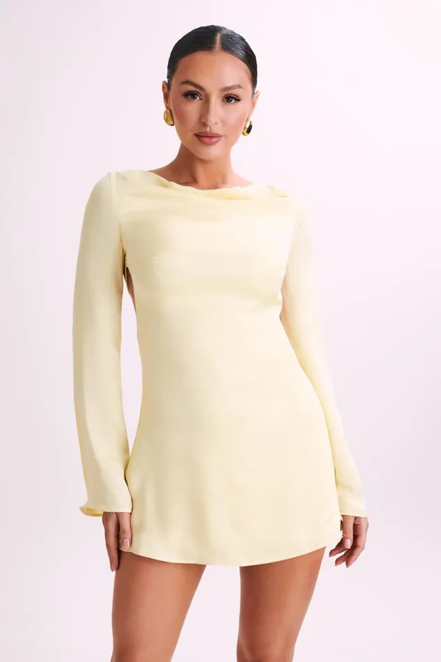Women Meshki Dresses Ariana Satin Mini Dress With Cowl 8211 Lemon
