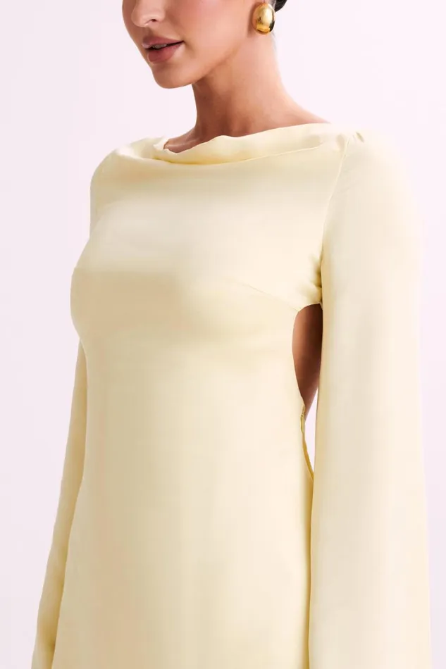 Women Meshki Dresses Ariana Satin Mini Dress With Cowl 8211 Lemon