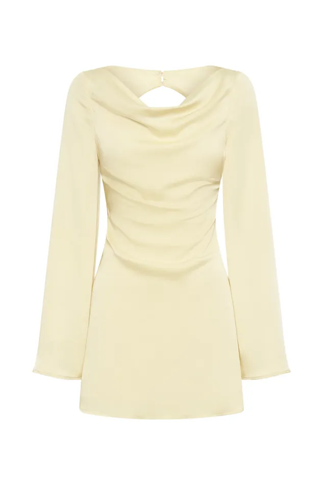 Women Meshki Dresses Ariana Satin Mini Dress With Cowl 8211 Lemon