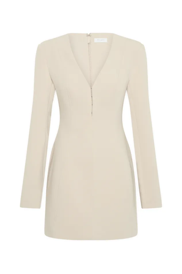 Women Meshki Dresses Arora Suiting Blazer Dress With Pleating 8211 Sand