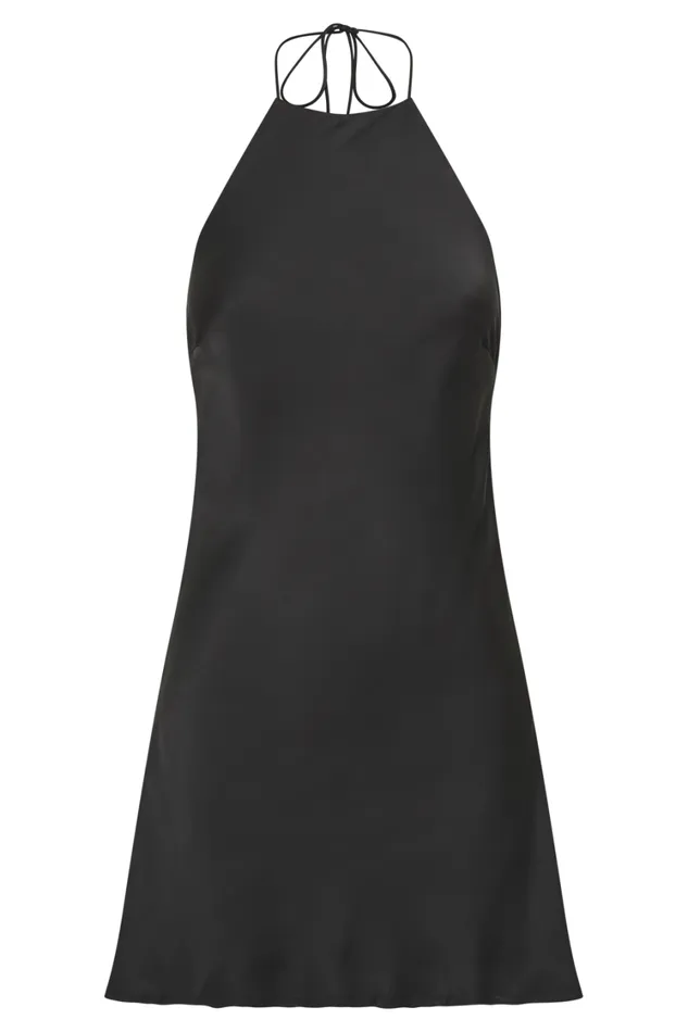 Women Meshki Dresses Atlas Satin Bow Mini Dress 8211 Black
