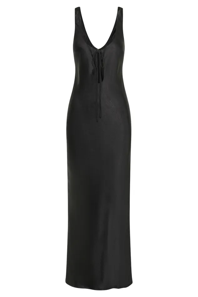 Women Meshki Dresses Aubrie Keyhole Satin Maxi Dress 8211 Black