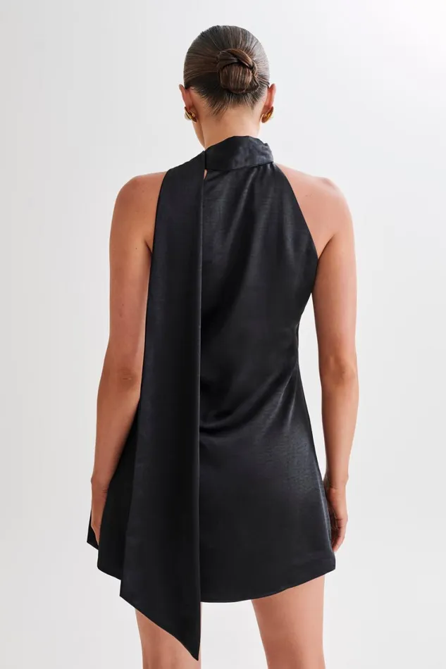 Women Meshki Dresses Aubriella Halter Mini Dress With Tie 8211 Black