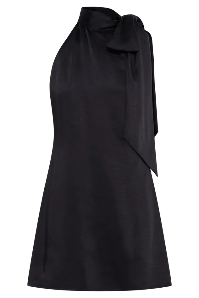 Women Meshki Dresses Aubriella Halter Mini Dress With Tie 8211 Black