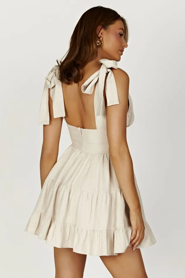 Women Meshki Dresses Aurelia Linen Mini Dress 8211 Natural