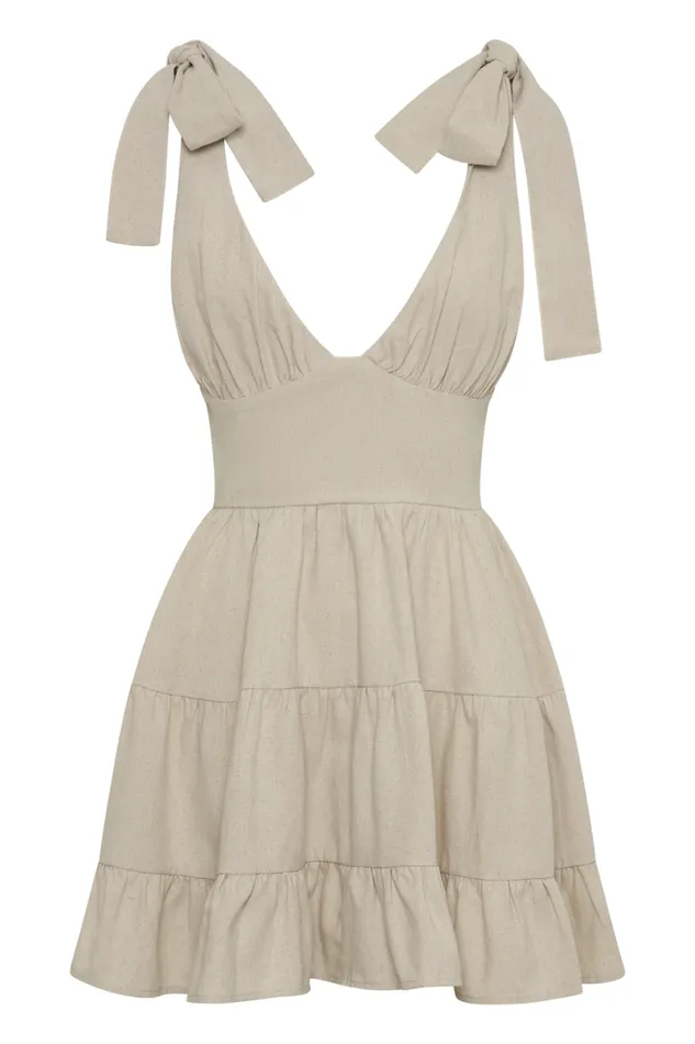 Women Meshki Dresses Aurelia Linen Mini Dress 8211 Natural