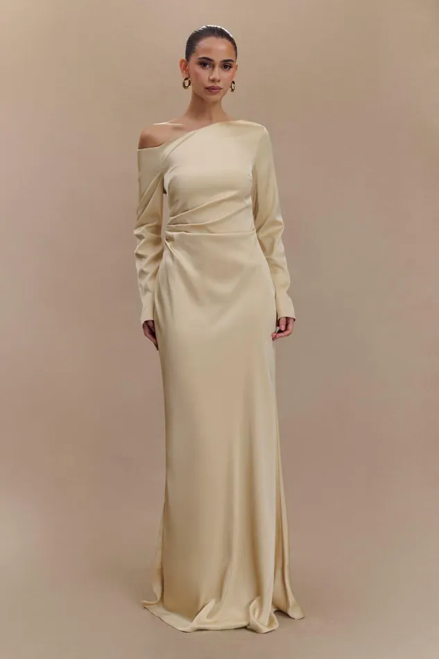 Women Meshki Dresses Avery Long Sleeve Maxi Dress 8211 Gold