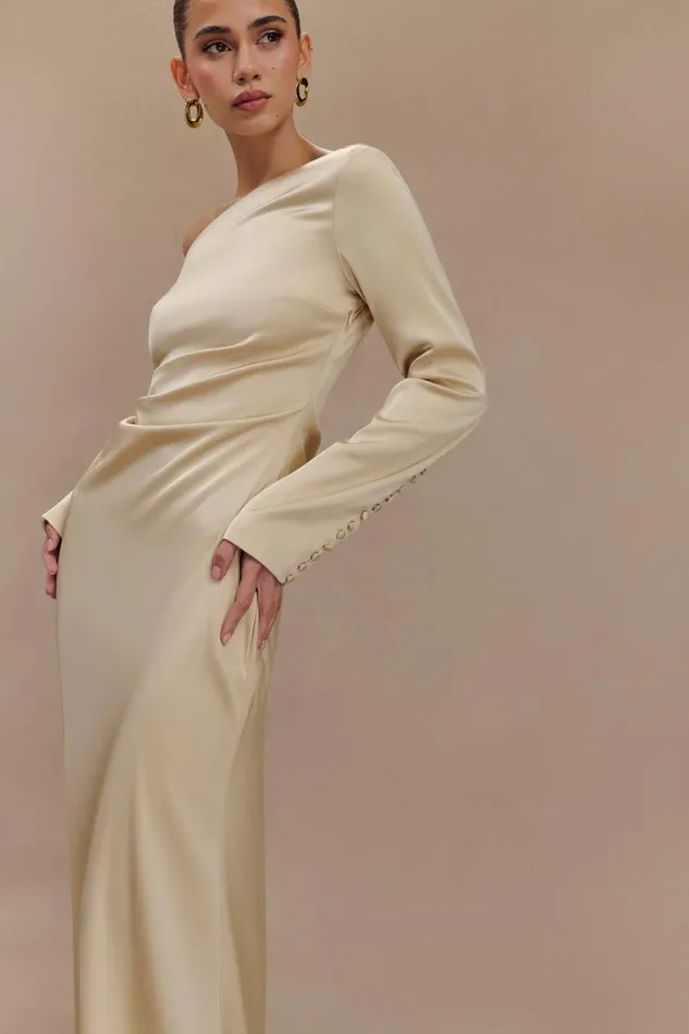 Women Meshki Dresses Avery Long Sleeve Maxi Dress 8211 Gold