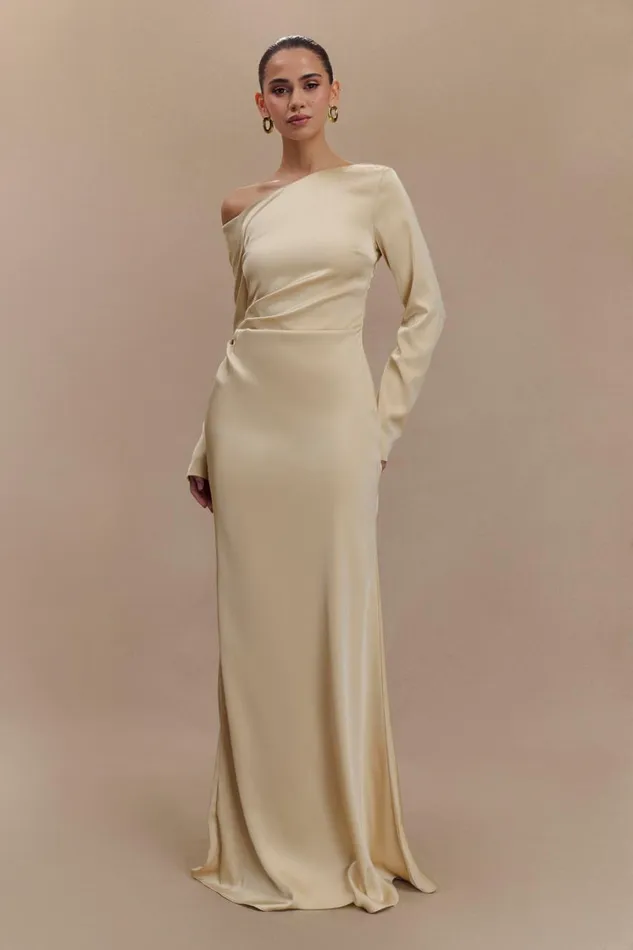 Women Meshki Dresses Avery Long Sleeve Maxi Dress 8211 Gold