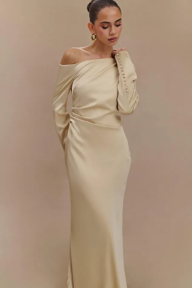 Women Meshki Dresses Avery Long Sleeve Maxi Dress 8211 Gold