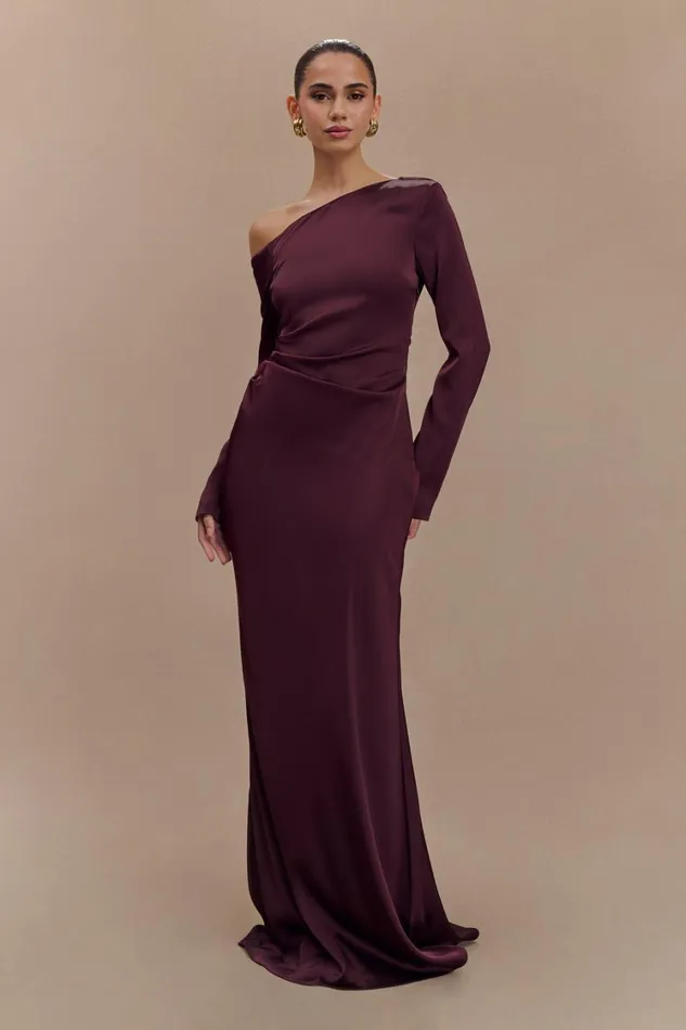 Women Meshki Dresses Avery Long Sleeve Maxi Dress 8211 Plum