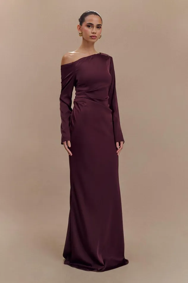 Women Meshki Dresses Avery Long Sleeve Maxi Dress 8211 Plum