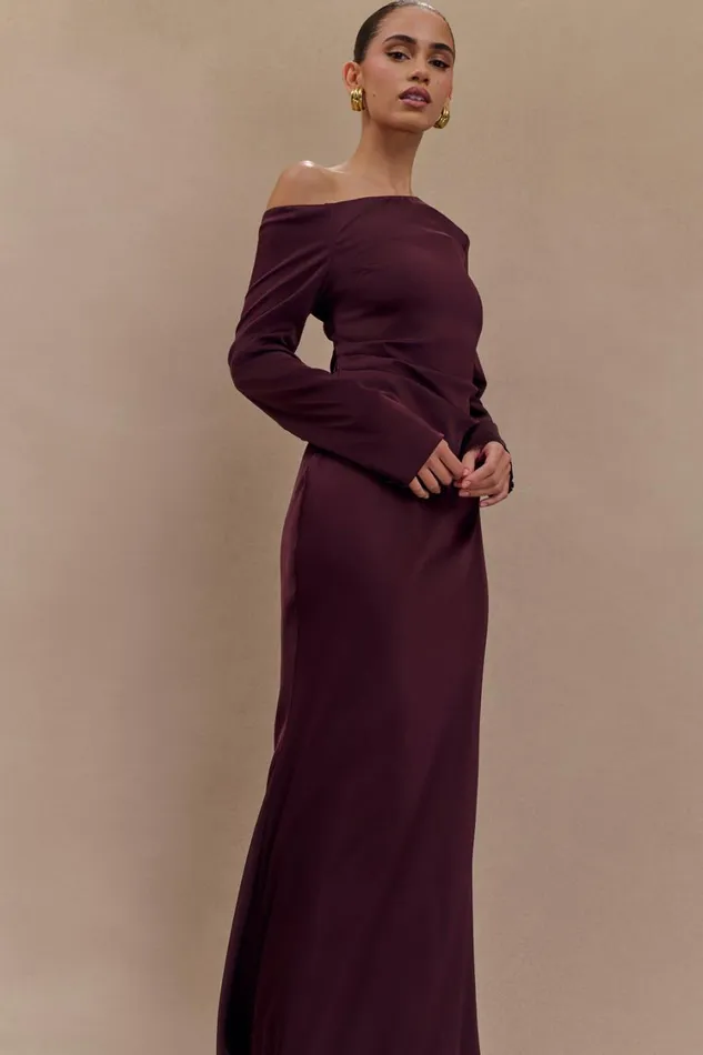 Women Meshki Dresses Avery Long Sleeve Maxi Dress 8211 Plum