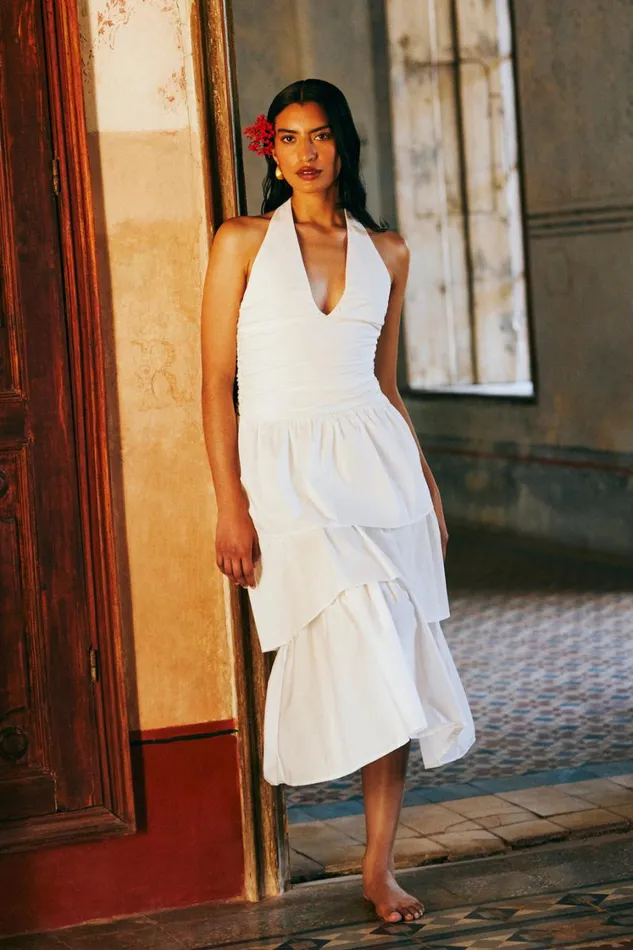 Women Meshki Dresses Belinda Tiered Maxi Dress 8211 White
