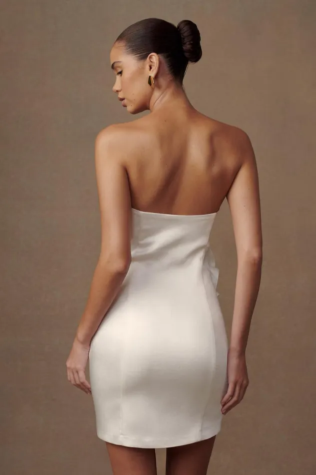 Women Meshki Dresses Bernadette Strapless Rose Mini Dress 8211 White