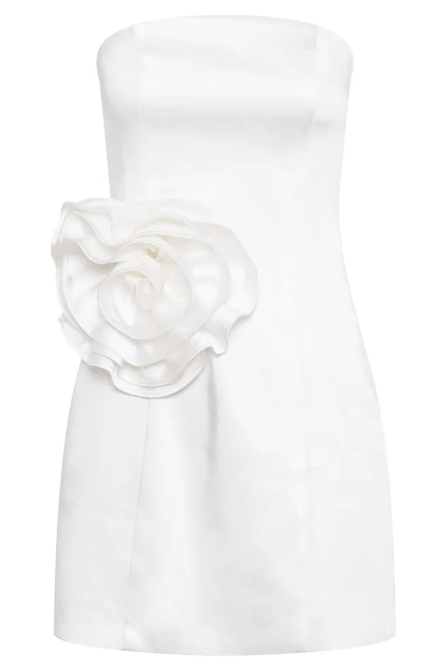 Women Meshki Dresses Bernadette Strapless Rose Mini Dress 8211 White