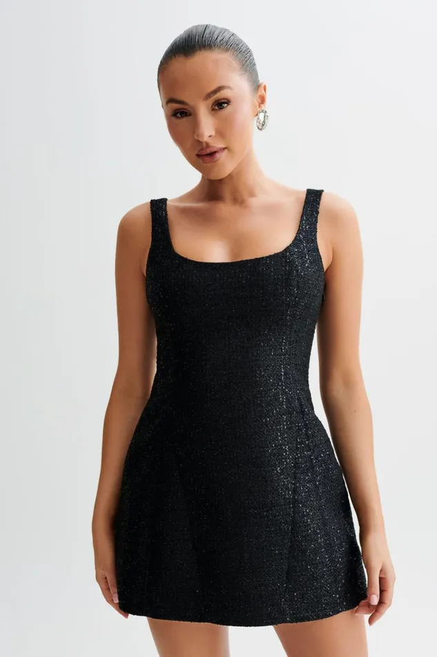 Women Meshki Dresses Beth Tweed Mini Dress 8211 Black