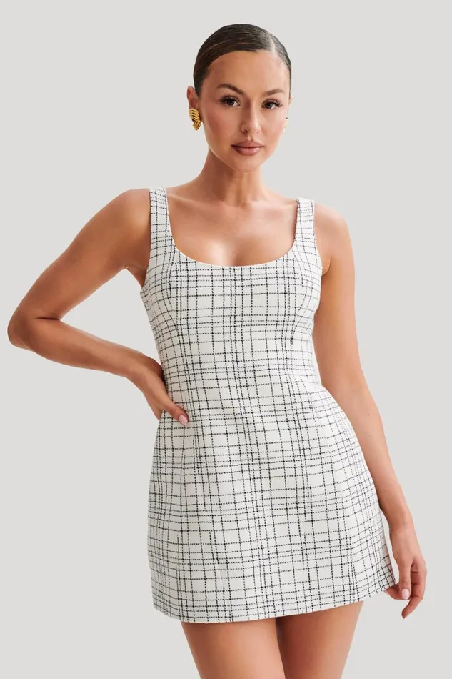 Women Meshki Dresses Beth Tweed Mini Dress 8211 White Check