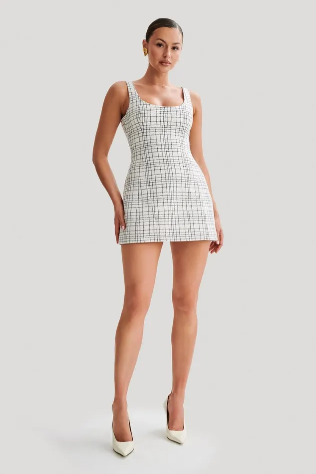 Women Meshki Dresses Beth Tweed Mini Dress 8211 White Check