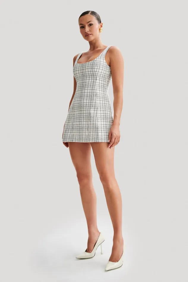 Women Meshki Dresses Beth Tweed Mini Dress 8211 White Check