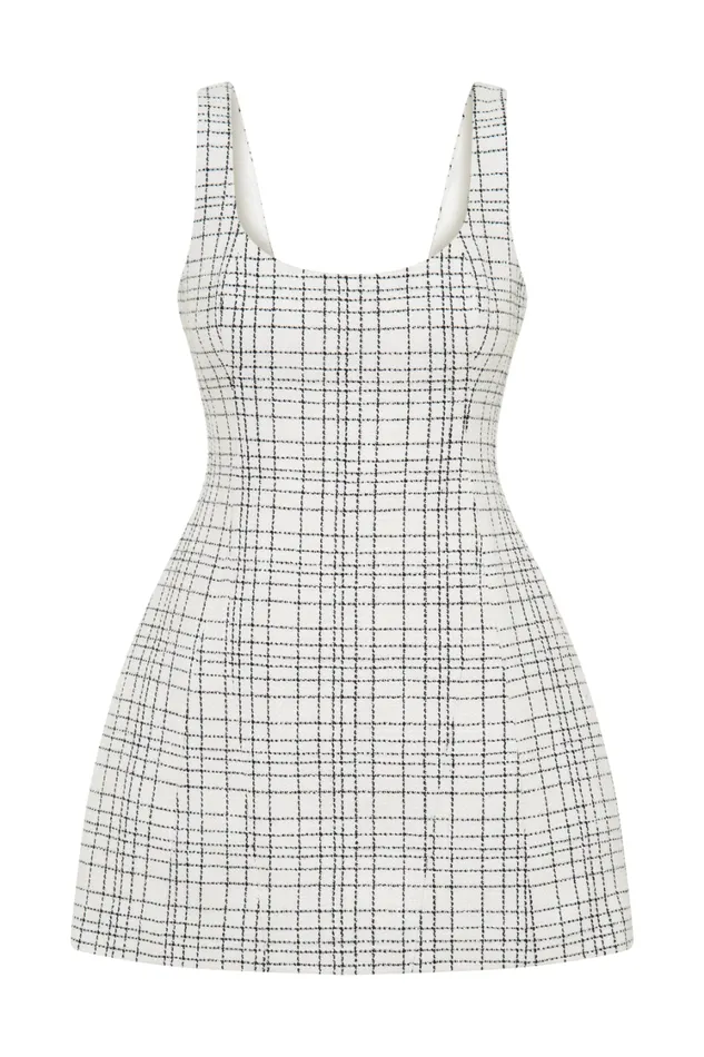 Women Meshki Dresses Beth Tweed Mini Dress 8211 White Check