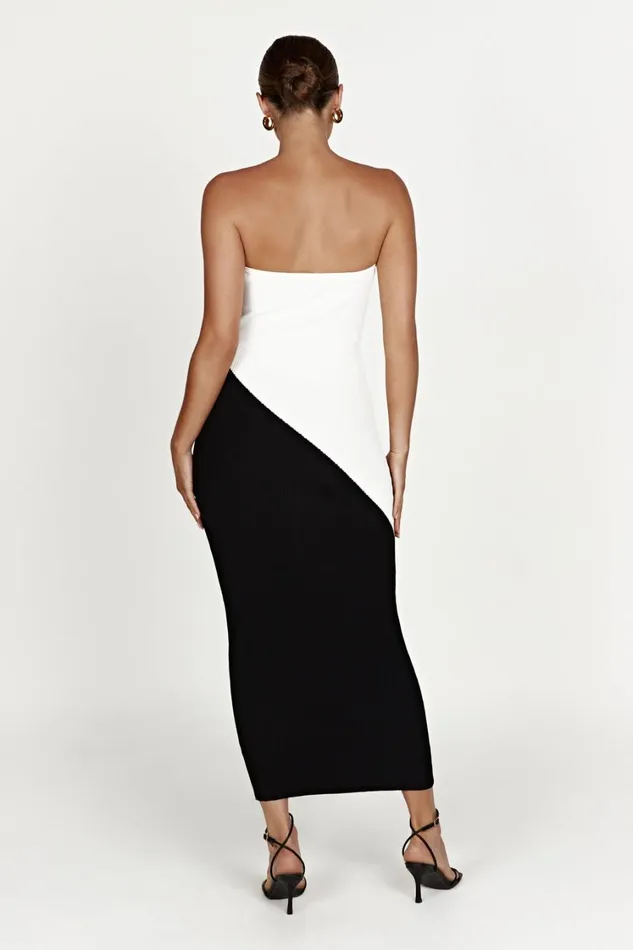 Women Meshki Dresses Bristol Two Tone Knit Maxi Dress 8211 Black