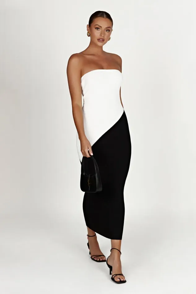 Women Meshki Dresses Bristol Two Tone Knit Maxi Dress 8211 Black