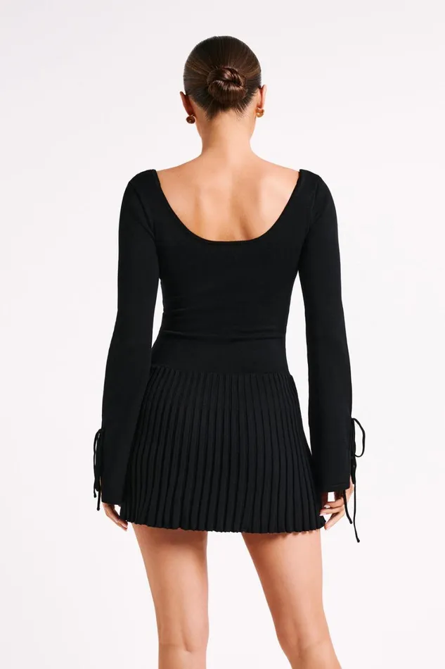 Women Meshki Dresses Britney Long Sleeve Knit Mini Dress 8211 Black