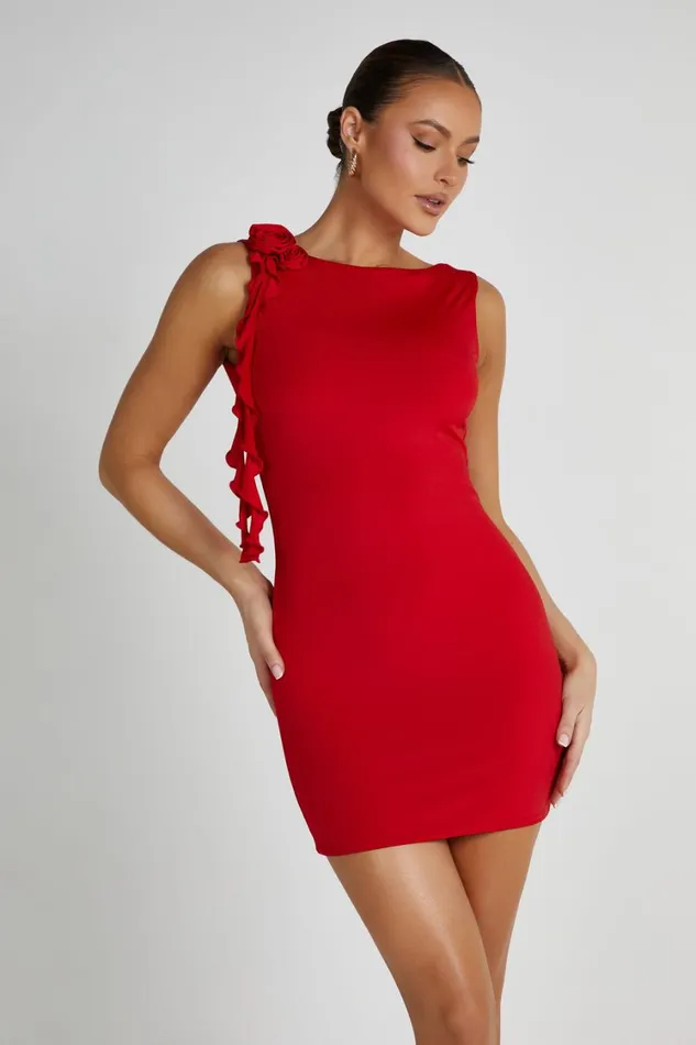 Women Meshki Dresses Bronte Backless Rose Mini Dress 8211 Red