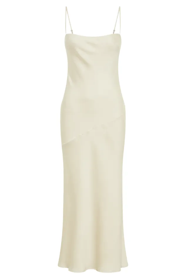 Women Meshki Dresses Brynlee Low Back Satin Maxi Dress 8211 Sand