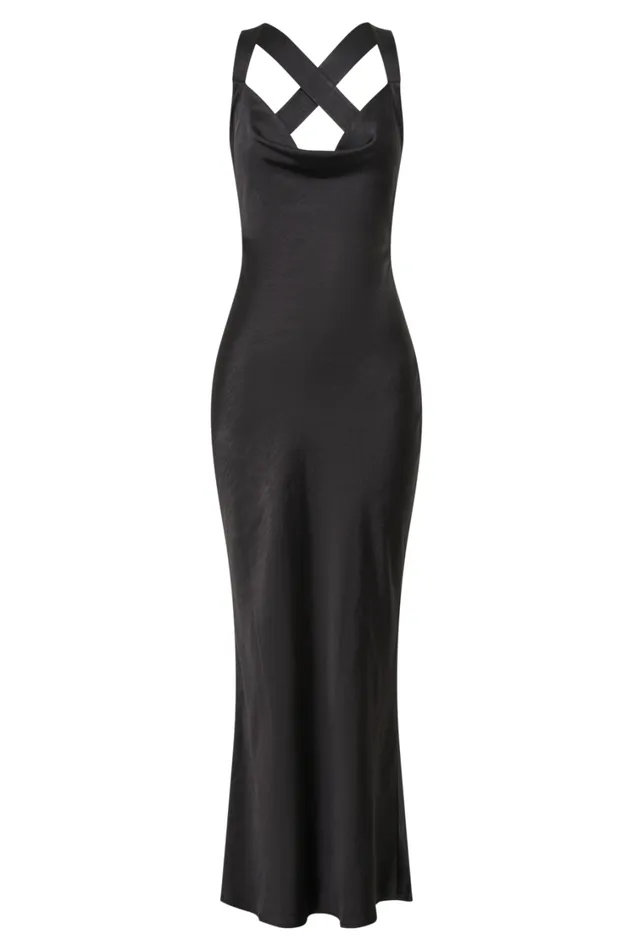 Women Meshki Dresses Caellie Satin Cowl Maxi Dress 8211 Black