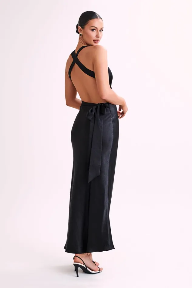 Women Meshki Dresses Caellie Satin Cowl Maxi Dress 8211 Black