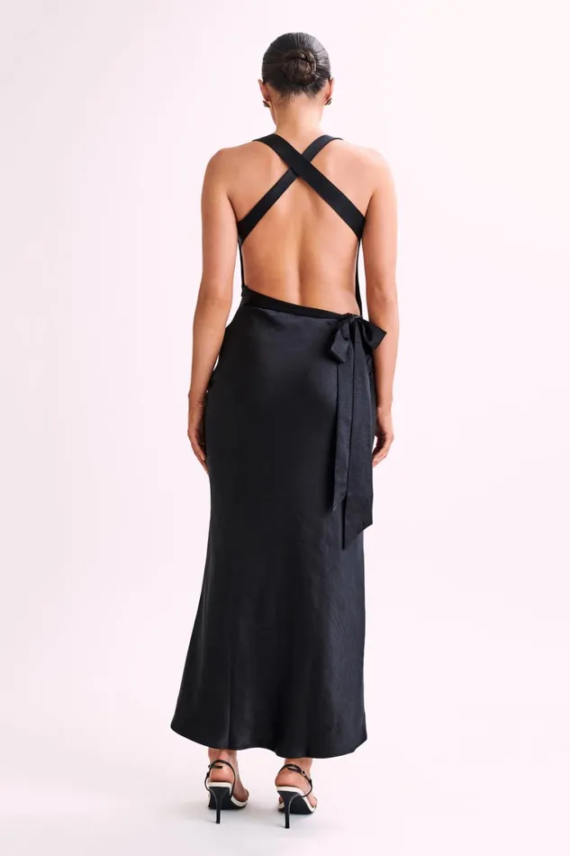 Women Meshki Dresses Caellie Satin Cowl Maxi Dress 8211 Black