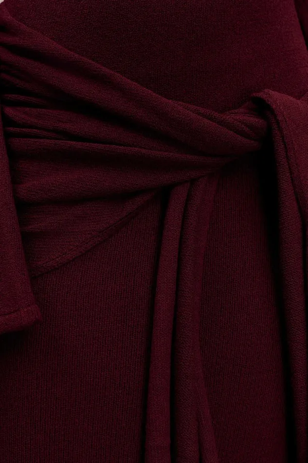 Women Meshki Dresses Cameron Off Shoulder Tie Maxi Dress 8211 Merlot