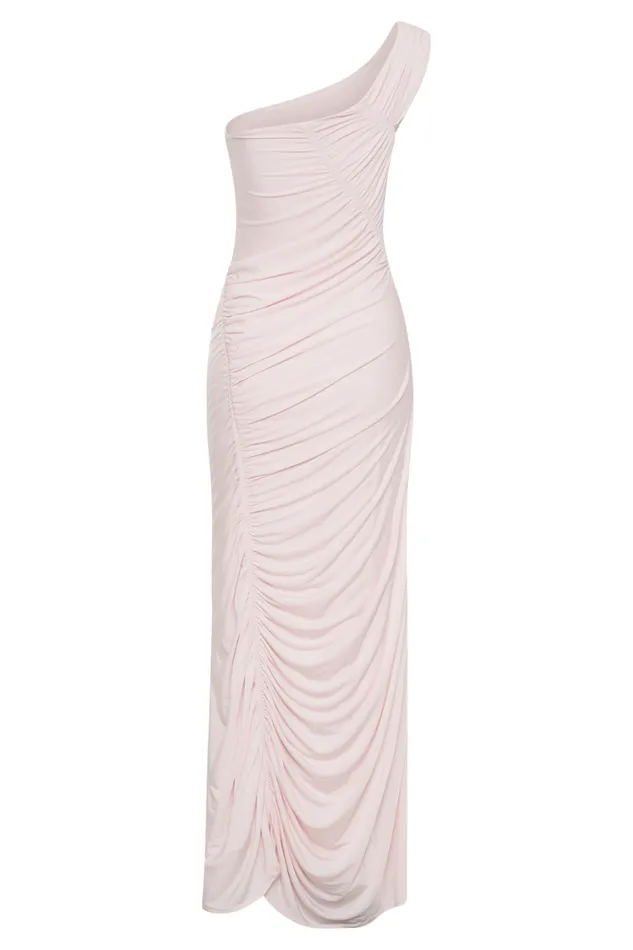 Women Meshki Dresses Capri Gathered Slinky Maxi Dress 8211 Powder Pink
