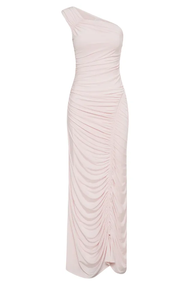 Women Meshki Dresses Capri Gathered Slinky Maxi Dress 8211 Powder Pink