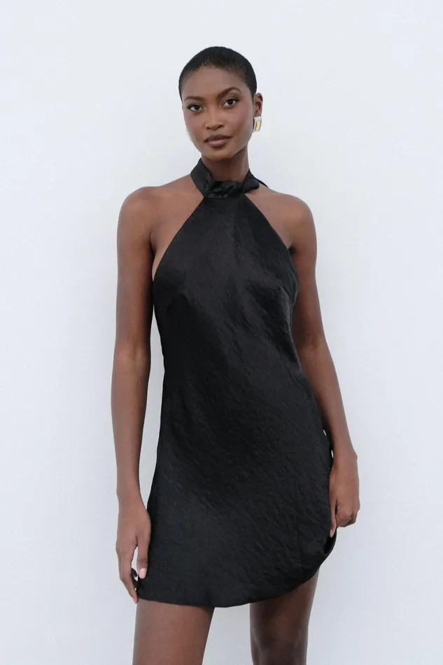 Women Meshki Dresses Cartia Bow Halter Micro Mini Dress 8211 Black
