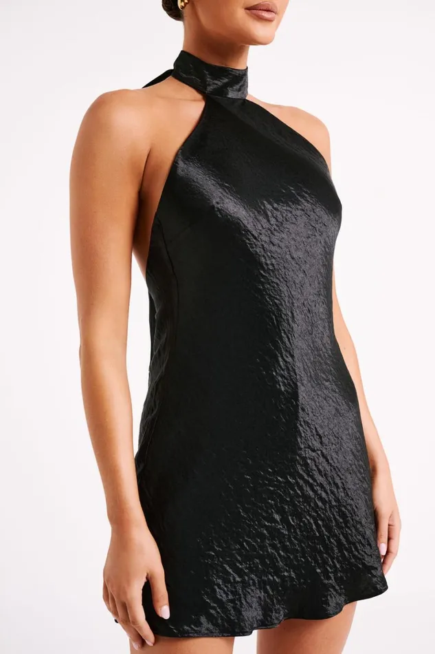 Women Meshki Dresses Cartia Bow Halter Micro Mini Dress 8211 Black