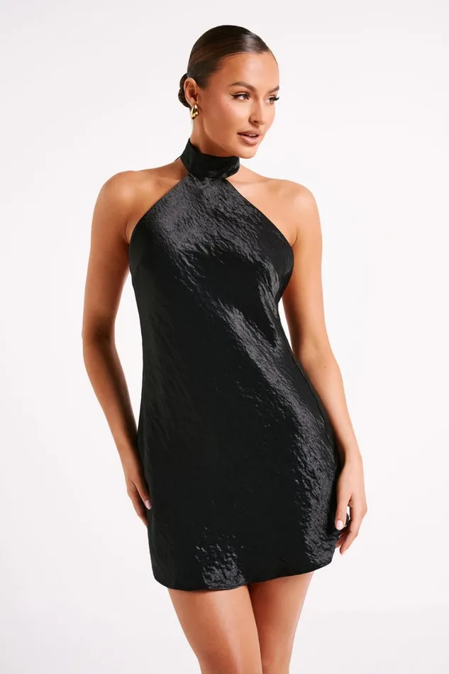 Women Meshki Dresses Cartia Bow Halter Micro Mini Dress 8211 Black