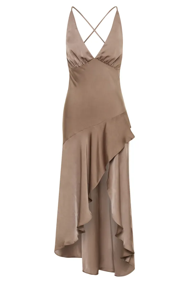 Women Meshki Dresses Casey Satin Midi Dress 8211 Mocha