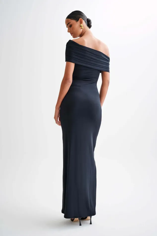Women Meshki Dresses Cassandra Off Shoulder Slinky Maxi Dress 8211 Black