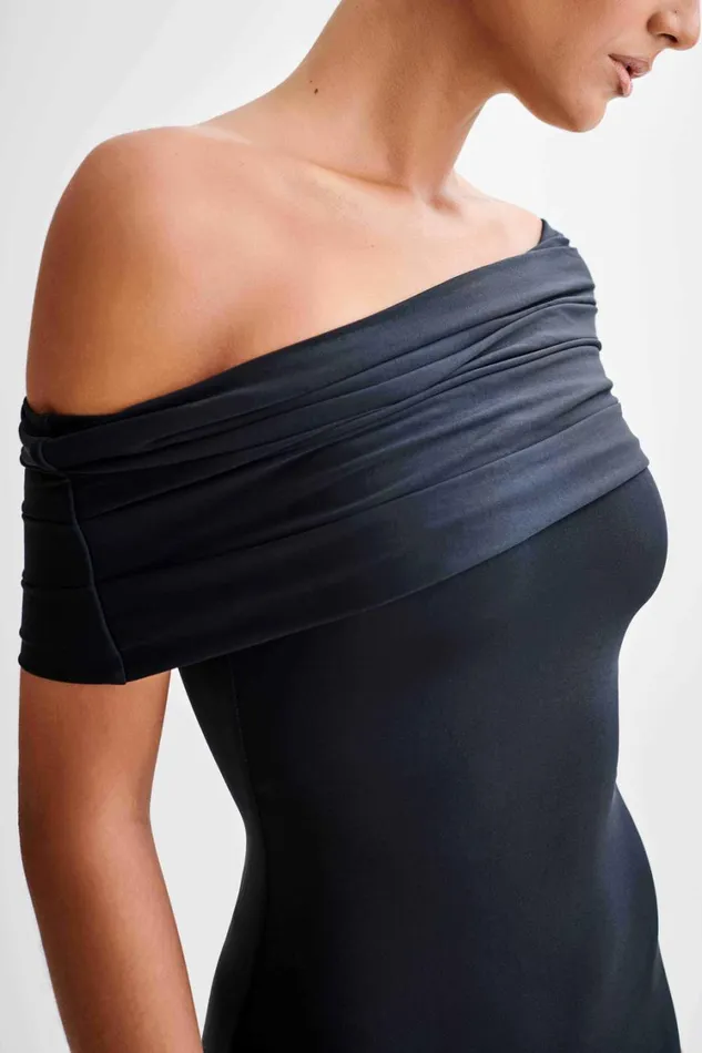 Women Meshki Dresses Cassandra Off Shoulder Slinky Maxi Dress 8211 Black