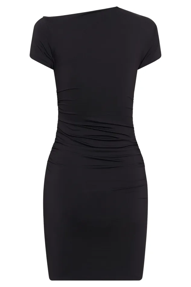 Women Meshki Dresses Cersei Ruched Cap Sleeve Mini Dress 8211 Black