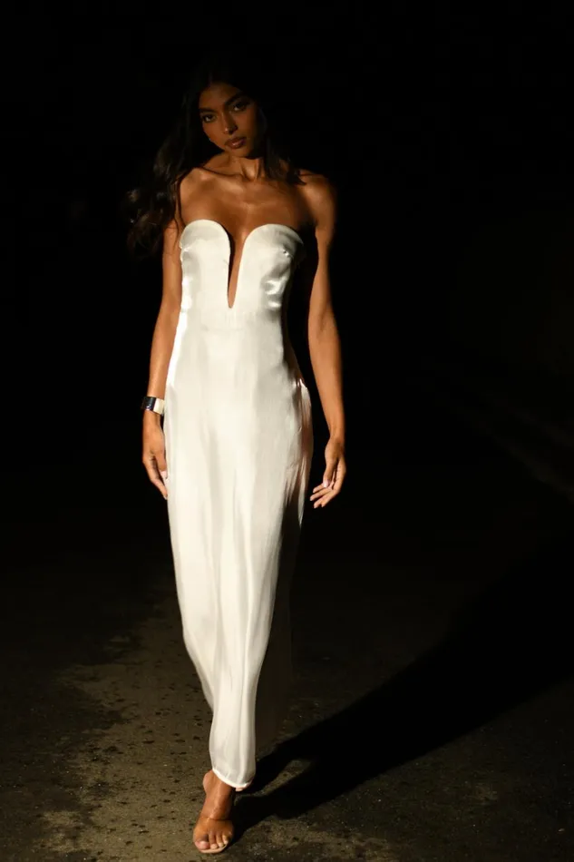 Women Meshki Dresses Chantelle Liquid Satin Midi Dress 8211 White